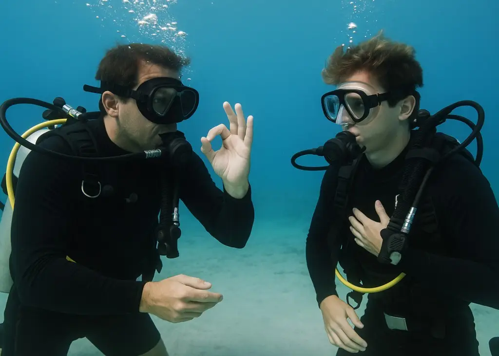 Scuba instructor and student.