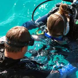 Woman learning scuba