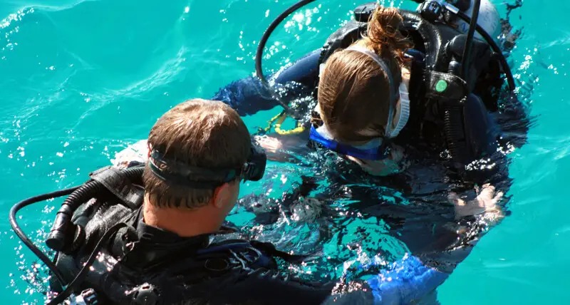 Woman learning scuba