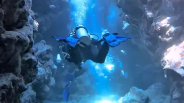 Diver in canyon