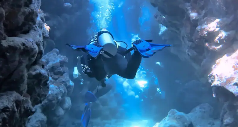 Diver in canyon